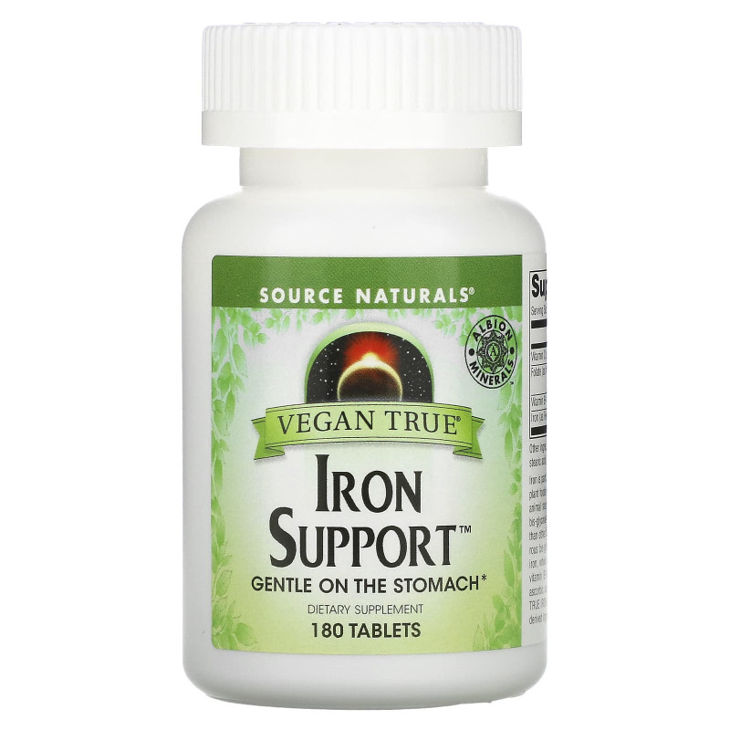 Хелат заліза, Iron Support, Source Naturals, для веганів, 180 таблеток
