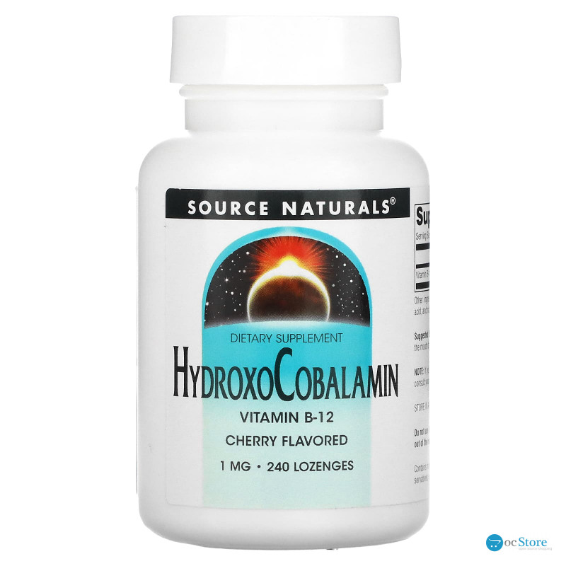 Вітамін В-12 (гідроксікобаламін), HydroxoCobalamin, Source Naturals, смак вишні, 1 мг, 240 таблеток для розсмоктування
