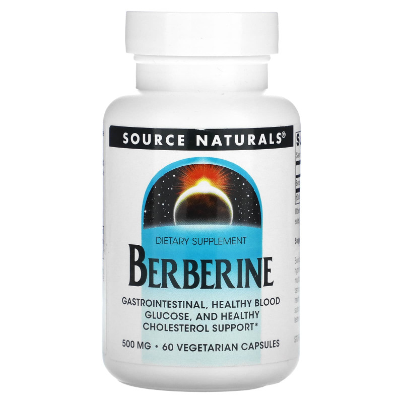 Берберин, Berberine, Source Naturals, 500 мг, 60 вегетаріанських капсул