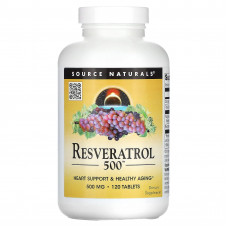 Ресвератрол, Resveratrol, Source Naturals, 500 мг, 120 таблеток