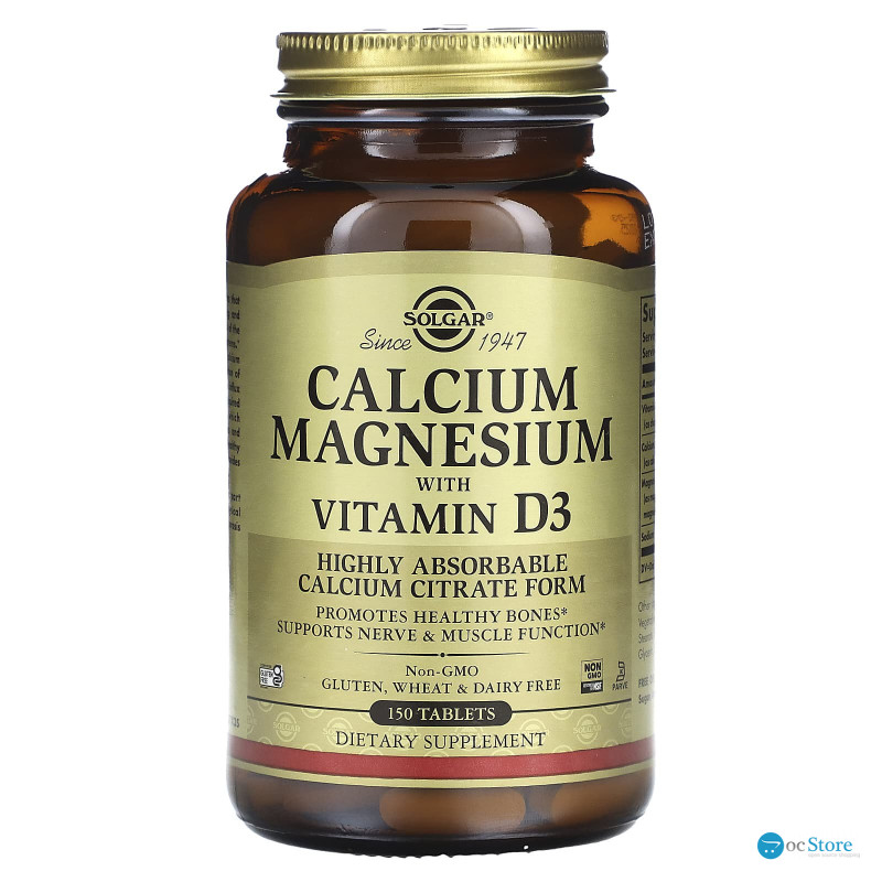 Кальцій і магній з вітаміном D3, Calcium Magnesium D3, Solgar, 150 таблеток