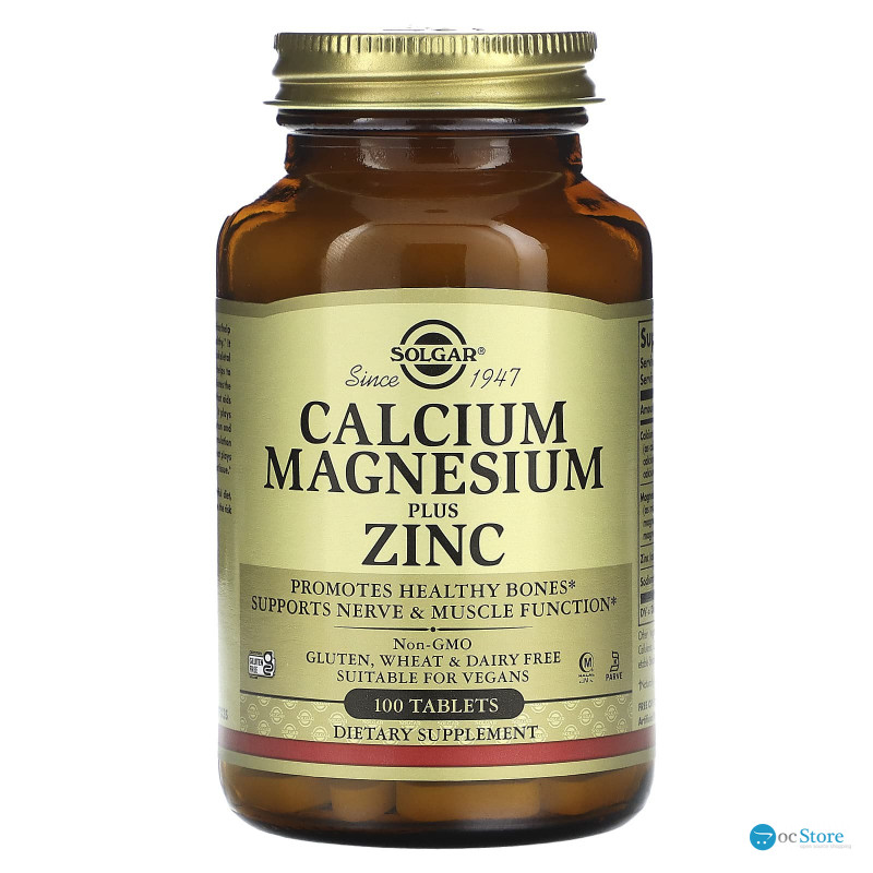 Кальцій, магній, цинк, Calcium Magnesium Plus Zinc, Solgar, 100 таблеток
