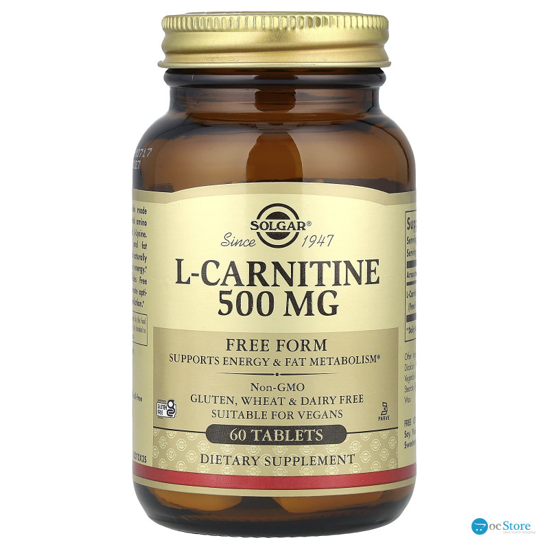 Карнітин (L-Carnitine), Solgar, вільна форма, 500 мг, 60 таблеток