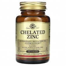 Хелат цинку, Chelated Zinc, Solgar, 100 таблеток