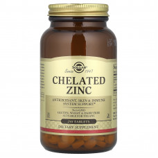Хелат цинку, Chelated Zinc, Solgar, 250 таблеток