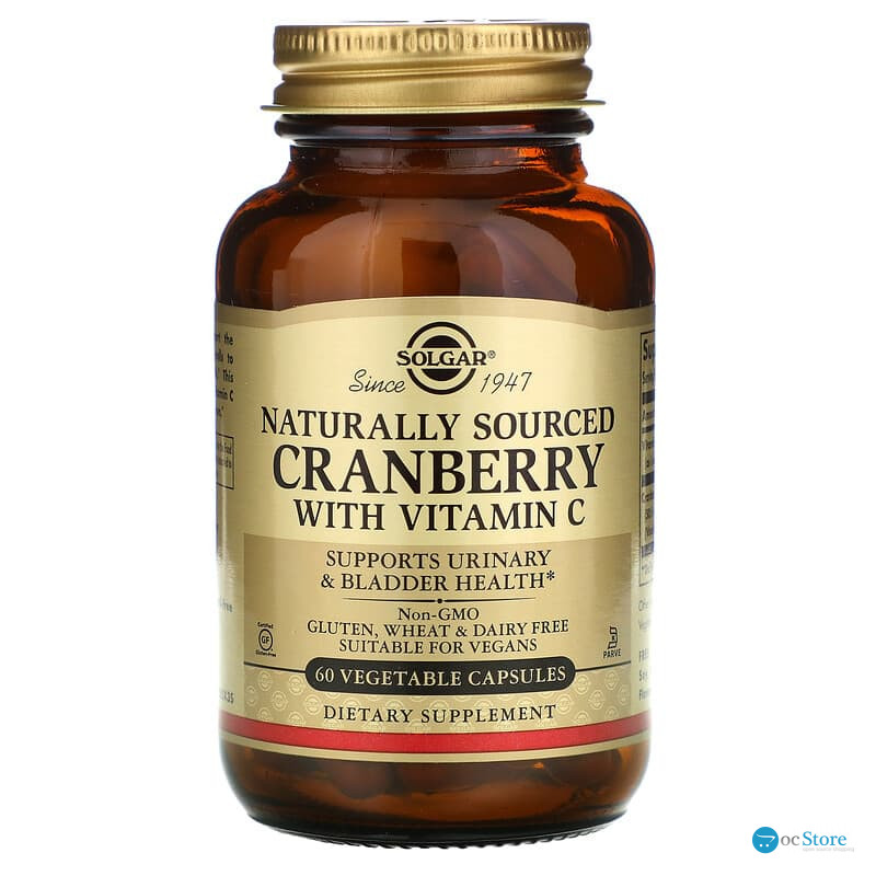 Журавлина + вітамін С, Cranberry Vitamin C, Solgar, натуральна, 60 рослинних капсул