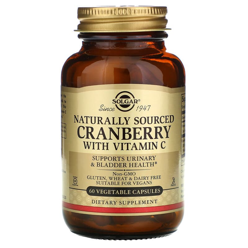 Журавлина + вітамін С, Cranberry Vitamin C, Solgar, натуральна, 60 рослинних капсул