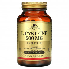 Цистеїн, L-Cysteine, Solgar, 500 мг, 90 вегетаріанських капсул