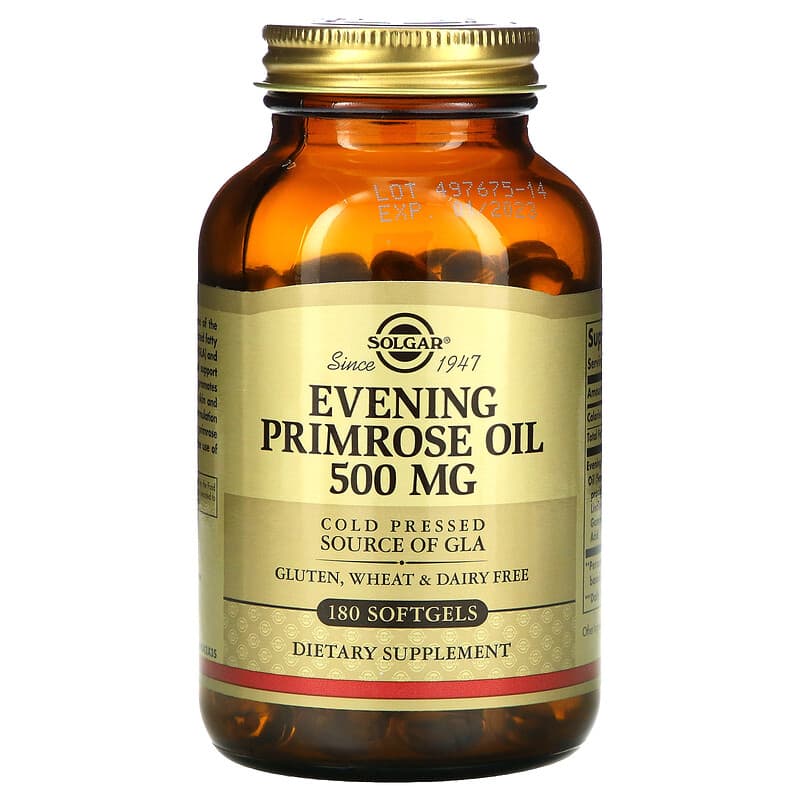 Олія вечірньої примули (Evening Primrose Oil), Solgar, 500 мг, 180 капсул