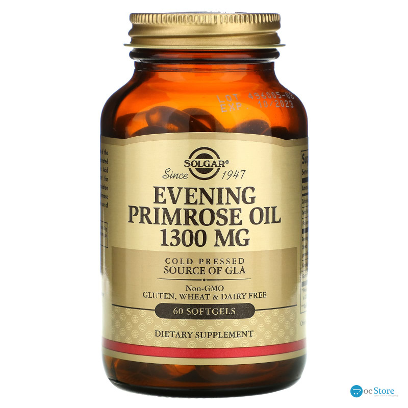 Олія вечірньої примули (Evening Primrose Oil), Solgar, 1300 мг, 60 гелевих капсул