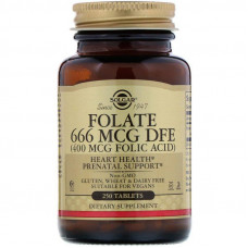 Фолат, Folate, Solgar, 400 мкг, 250 таблеток