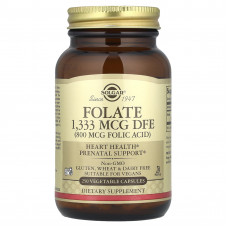 Фолат, Folate, Solgar, фолієва кислота, 1333 мкг DFE, 250 вегетаріанських капсул