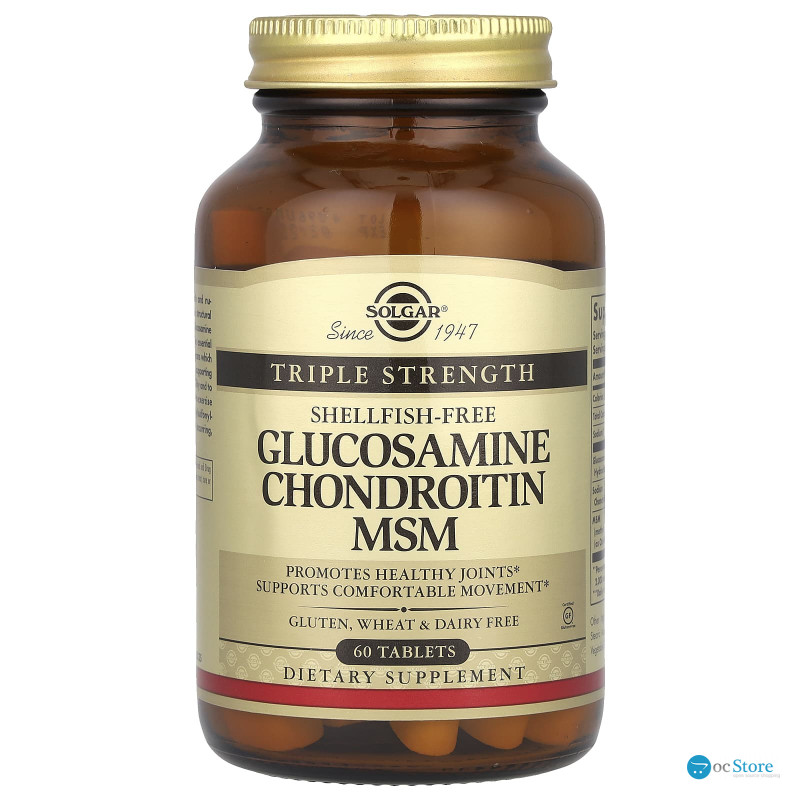 Глюкозамін хондроїтин МСМ, Glucosamine Chondroitin MSM, Solgar, потрійна сила, 60 таблеток