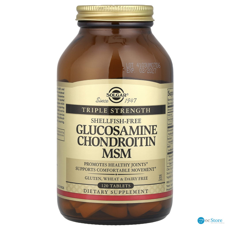 Глюкозамін хондроїтин МСМ, Glucosamine Chondroitin MSM, Solgar, потрійна сила, 120 таблеток