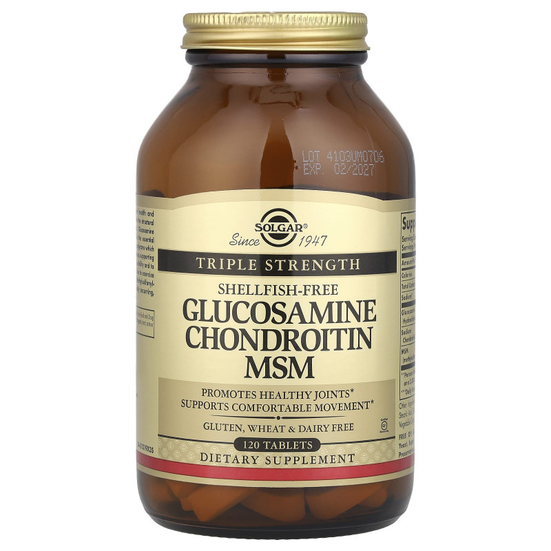 Глюкозамін хондроїтин МСМ, Glucosamine Chondroitin MSM, Solgar, потрійна сила, 120 таблеток