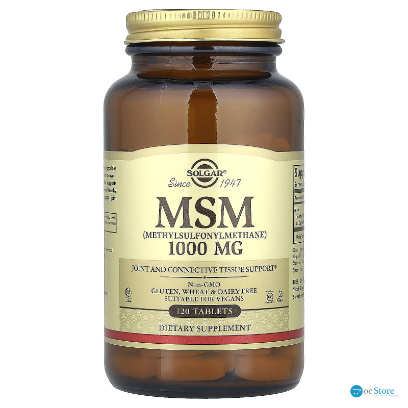 Метилсульфонілметан, MSM, Solgar, 1000 мг, 120 таблеток