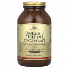 Омега-3, Omega-3 Fish Oil, Solgar, концентрат риб'ячого жиру, 120 гелевих капсул