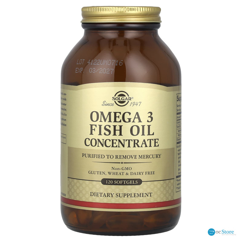 Омега-3, Omega-3 Fish Oil, Solgar, концентрат риб'ячого жиру, 120 гелевих капсул
