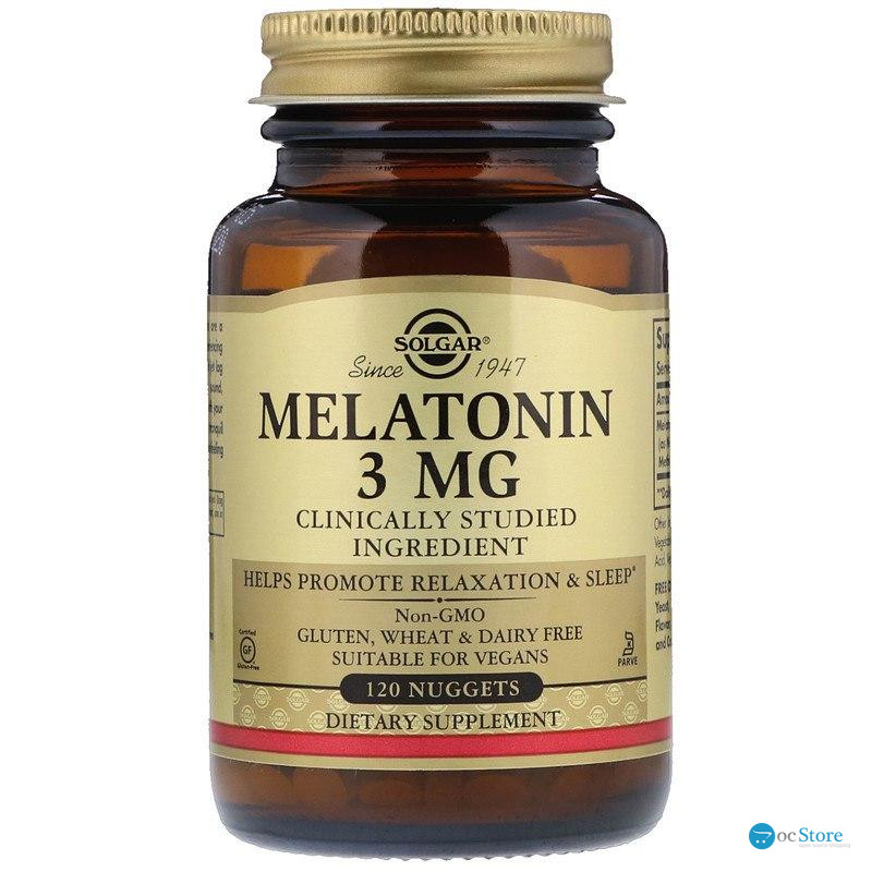 Мелатонін, Melatonin, Solgar, 3 мг, 120  таблеток для розжовування