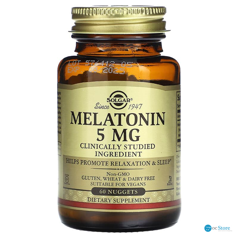 Мелатонін, Melatonin, Solgar, 5 мг, 60 таблеток для розжовування
