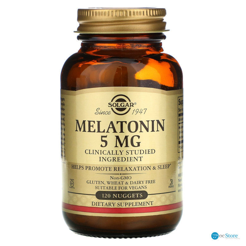 Мелатонін, Melatonin, Solgar, 5 мг, 120 таблеток для розжовування