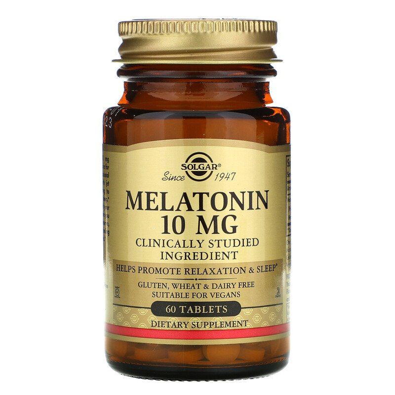 Мелатонін, Melatonin, Solgar, 10 мг, 60 таблеток