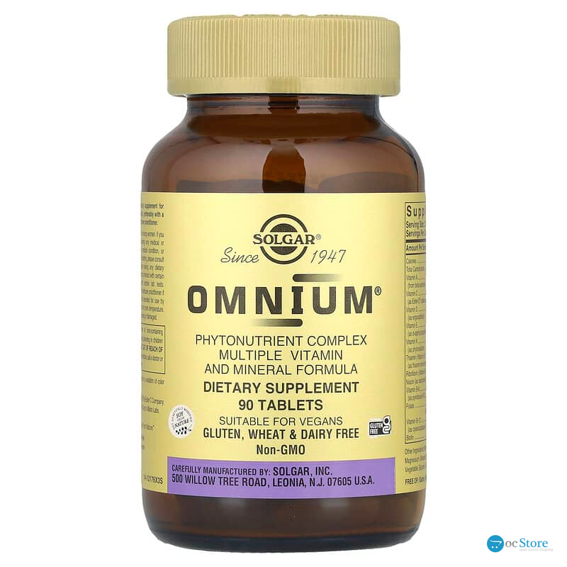 Омніум, мультивітаміни та мінерали, Omnium, Phytonutrient Complex, Solgar, 90 таблеток