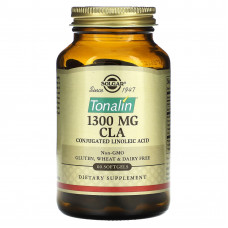 Кон'югована лінолева кислота, Tonalin CLA, Solgar, 1300 мг, 60 гелевих капсул