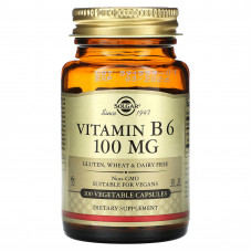 Вітамін В6, Vitamin B6, Solgar, 100 мг, 100 вегетаріанських капсул