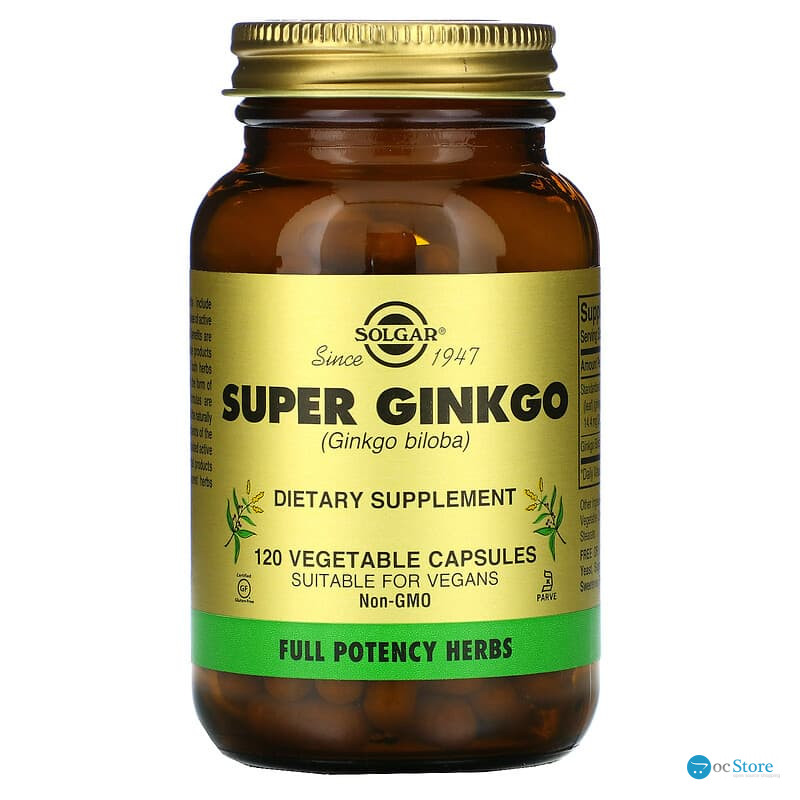 Гінкго Білоба супер, Super Ginkgo, Solgar, 120 вегетаріанських капсул