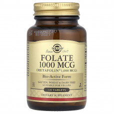Фолат, Folate, Solgar, 1000 мкг, 120 таблеток