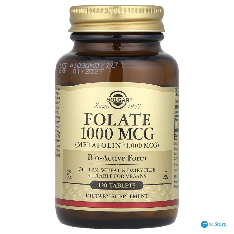 Фолат, Folate, Solgar, 1000 мкг, 120 таблеток