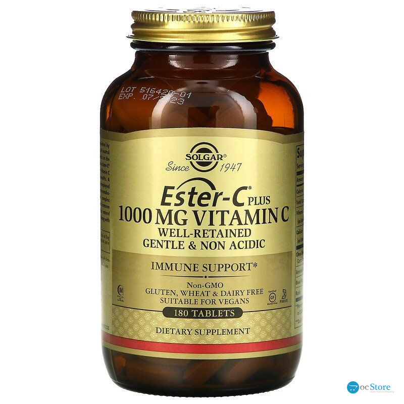 Естер-С плюс, Ester-C Plus, Solgar, вітамін C, 1000 мг, 180 таблеток
