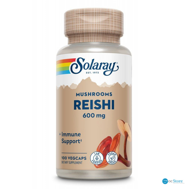 Гриби рейші, Reishi Mushroom, Solaray, 600 мг, 100 рослинних капсул