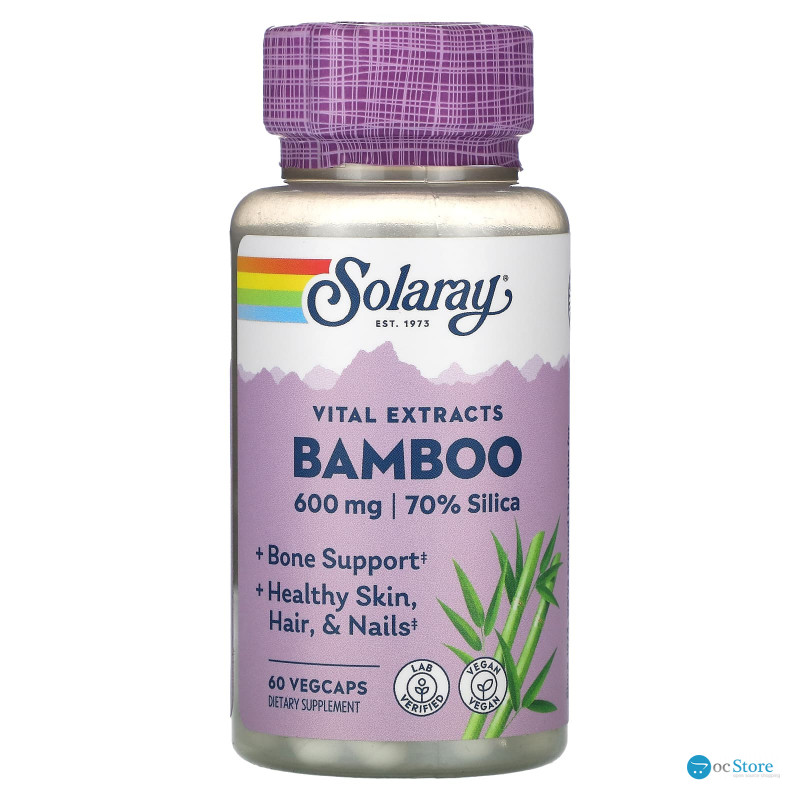 Бамбук, Bamboo, Solaray, екстракт стебла, 300 мг, 60 капсул