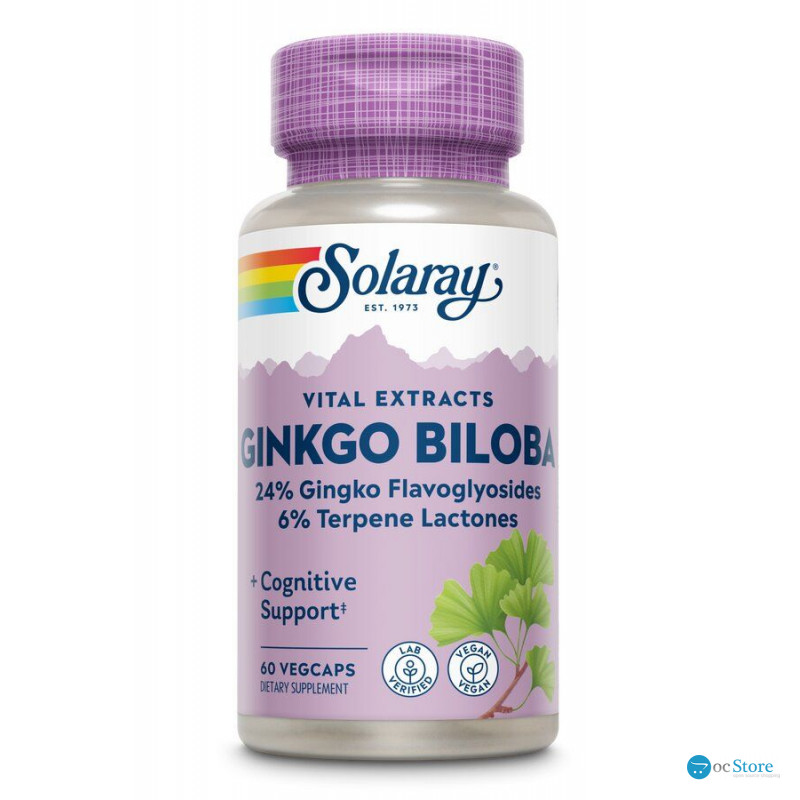 Гінкго білоба, Ginkgo Biloba Leaf Extract, Solaray, 60 мг, 60 вегетаріанських капсул