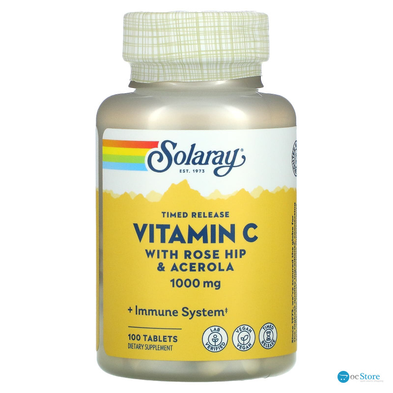 Вітамін С, двофазне вивільнення, Vitamin C, Solaray, 1000 мг, 100 таблеток