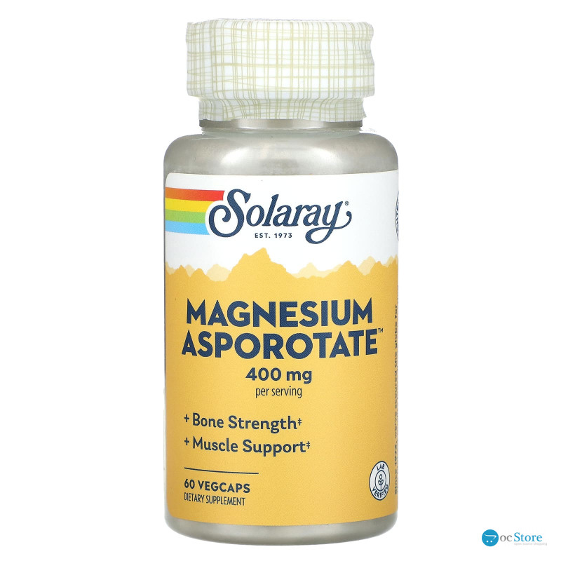 Магній аспоротат, Magnesium Asporotate, Solaray, 400 мг, 60 вегетаріанських капсул (200 мг на капсулу)
