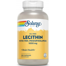 Лецитин із сої, Lecithin, Solaray, без олії, 500 мг, 250 капсул