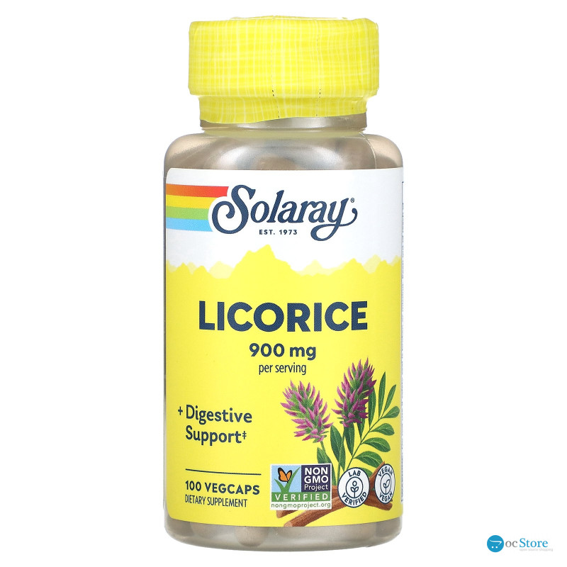 Корінь солодки, Organically Grown Licorice, Solaray, 450 мг, 100 капсул