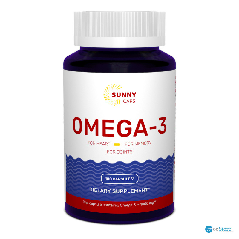 Омега-3, риб'ячий жир, Omega-3 Activ Powerfull, Sunny Caps, 1000 мг, 100 гелевих капсул