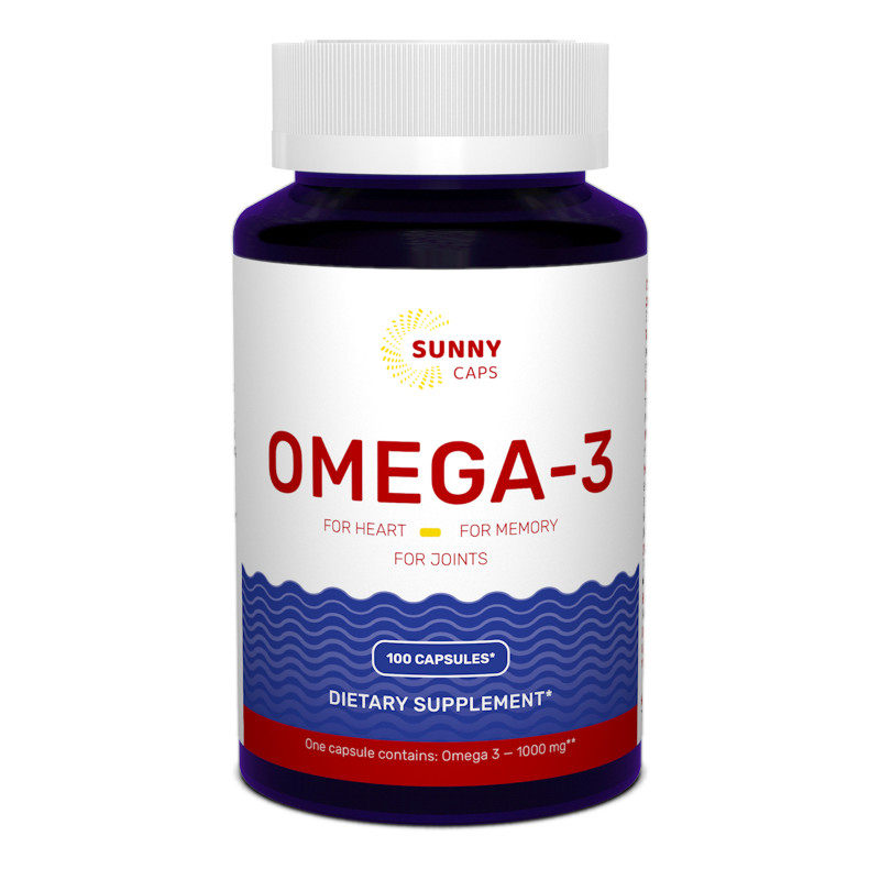Омега-3, риб'ячий жир, Omega-3 Activ Powerfull, Sunny Caps, 1000 мг, 100 гелевих капсул