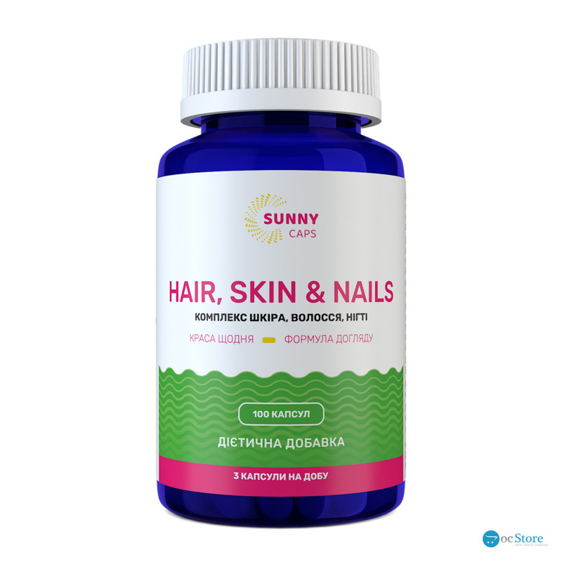 Комплекс шкіра, волосся, нігті, Hair, Skin & Nails Complex Powerfull, Sunny Caps, 100 капсул