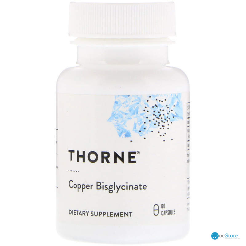 Мідь, Copper Bisglycinate, Thorne, 60 капсул (2 мг в капсулі)