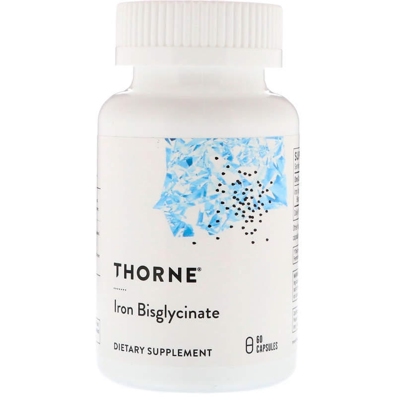 Залізо, Iron Bisglycinate, Thorne, 60 капсул
