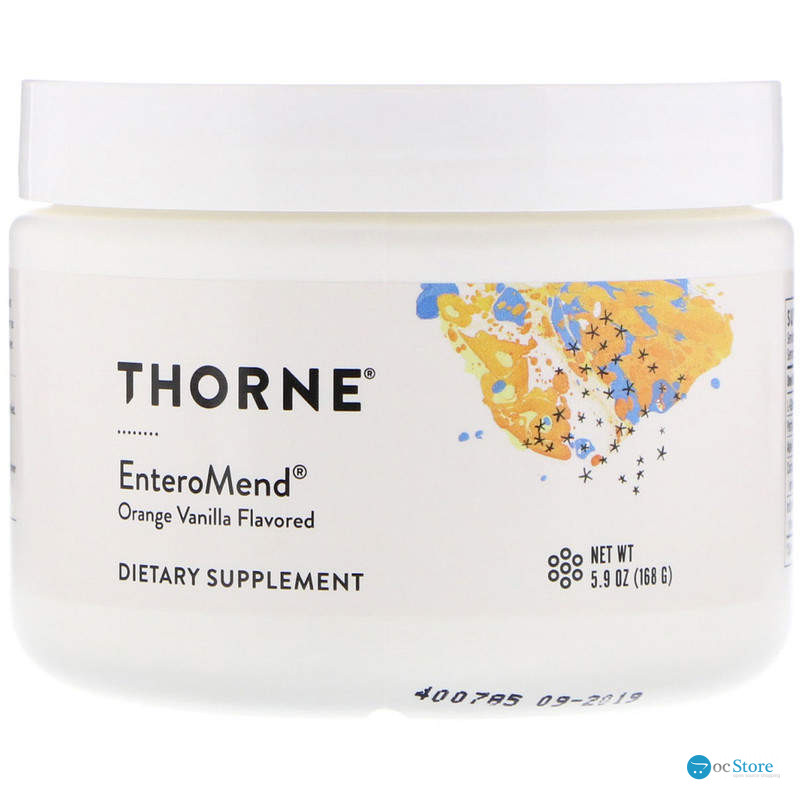 Підтримка кишківника, Enteromend, Thorne, смак апельсину і ванілі, 168 г