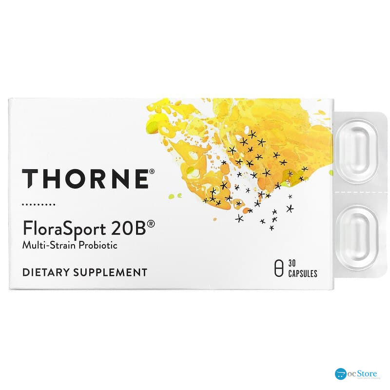 Пробіотики, FloraSport 20В, Thorne, 30 капсул