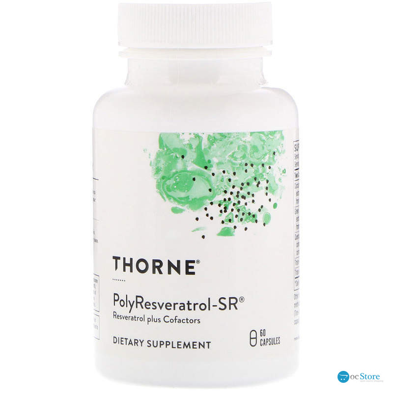 Ресвератрол, птеростільбен, куркумін, PolyResveratrol-SR, Thorne, 60 капсул
