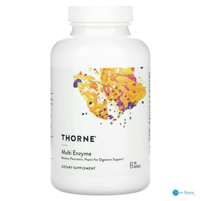 Травні ферменти (бетаїн/пепсин/панкреатин), Multi Enzyme, Thorne, 180 капсул