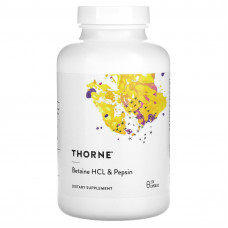 Бетаїну гідрохлорид + пепсин, Betaine HCL & Pepsin, Thorne, 225 капсул